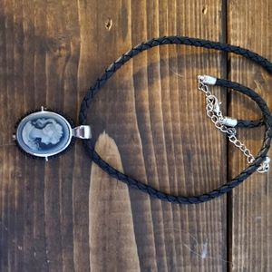 Blue & Black Cameo Necklace